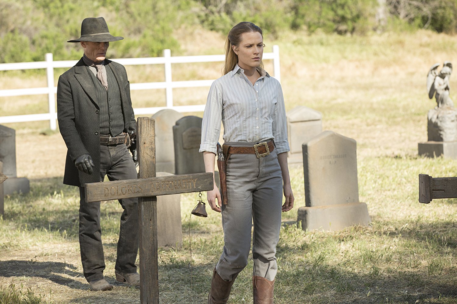Westworld man in black and dolores